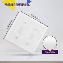 Double Toggle Light Switch Metal Cover Plate, Wall Plate, Corrosion Resistant, Standard Size 2-Gang 4.50\ X 4.57\, Powder Coated Stamped Steel, 7712-WM, White Matte (Pack Of 1) - WhiteMatteStandardSize - View 3