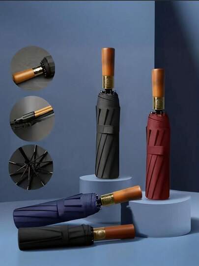 1pc Foldable Umbrella With Storage Case, Available In Large And Small Sizes, High-End Business Umbrella, Portable Foldable Umbrella, Dual-Use Umbrella, Sunshade, Business Umbrella With Wooden Handle, Automatic Open (Small Umbrella Without Wooden Handle, Manual Open, With Storage Case), Blocks 99% UV, Women's Umbrella, Outdoor Essential, Can Be Used As Birthday Gift, Valentine's Day Gift, Father's Day Gift, Back To School Supplies