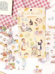 1 Sheet Funny Time Collection Series Character Pattern Stickers, Scrapbooking Material DIY Stickers For Children Funny Stickers Kindle Scrapbook Supplies Laptop Sticker - Multicolor - View 4