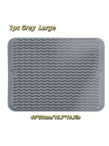 1 Tấm lót/thảm phơi bát đĩa, màu xám/đen, làm bằng silicon, thảm thoát nước bát đĩa có gờ thoát nước lượn sóng, chịu nhiệt, thảm thoát nước nhà bếp, thiết kế chống trượt, dễ vệ sinh. - Nhiều màu - Xem 12