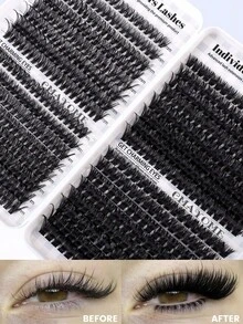 640/624/60 Cluster False Eyelashes, Personal Eyelash Book, High Capacity False Eyelashes, 9-16mm Mixed Length Eyelash Set, Beginner DIY Home Eyelash Extension Kit, Eyelash Cluster, Personal False Eyelashes, Suitable For Daily Commute, Dates, Music Festivals, Enlarges Eyes - D - View 5