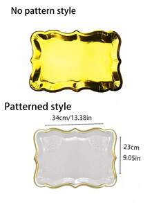 10pcs Elegant Gold-Rimmed Rectangular Paper Plates, Gold Frame, Gold Cake Trays, Rectangular Cookie Trays, Heavy-Duty Paper Board, Suitable For Dessert Displays, Parties, Birthdays, Weddings, Tea Breaks, Daily Home Use, For Cookies, Cakes, Desserts, Snacks, Appetizers, As Trays, Grease-Proof Cake Bases, Elegant Dessert Stands, Cupcake Displays, Cake Decorations - Multicolor - View 9