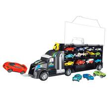 12 Pcs Mini Car Carrier Truck Toy Set - Portable Storage With Handle, Slide-Out Ramp, Large Truck With Vehicle Launcher, Gift For Children 3+ Years Old - Multicolor - View 6