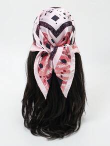 斑马纹极简主义70厘米方形丝巾，几何图案真丝围巾，披肩，领巾，头巾，女士 - 彩色 - 查看 5