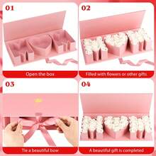 1pc Mother's Day Flower Box, Empty Flower Gift Box, Fillable Sweet Packaging Cardboard, Mom Shaped Gift Box For Flower, Mother's Day Gift Supplies - Pink - View 4