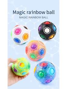 1/2pcs Candy Color Building Block Rainbow Ball, 12-Hole Pressure Relief Toy, Creative Stress Relief Gift For Christmas & Halloween - Multicolor - View 3