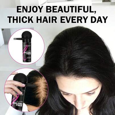 27,5g Polvo fibra para engrosamiento del cabello, Espesa instantáneamente las áreas escasas y delgadas, Cubre los puntos calvos y el nacimiento del cabello, Estilo duradero todo el día, Agrega volumen, Apto para hombres y mujeres