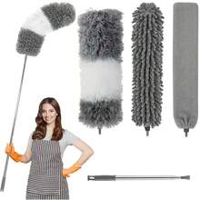 Aspirador de pó flexível e ajustável - Cabo extensível, ferramenta de limpeza lavável para teto, móveis, carro e casa - Não precisa de energia, leve para áreas de difícil acesso - Ideal para uso interno/externo, construção durável, fibras de alta qualidade, ideal para proprietários de carros. - Branco acinzentado - Ver 9