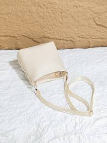 夏季波西米亚风镂空钩编水桶包，度假风棉质织带斜挎包，独特设计女士单肩包，礼物，学生款 - 米色 - 查看 4