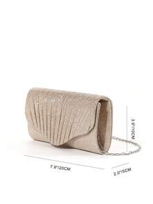 1pc Glitter Magnetic Pleated Mini Clutch Bag For Party, Dance, Wedding - Champagne - View 2