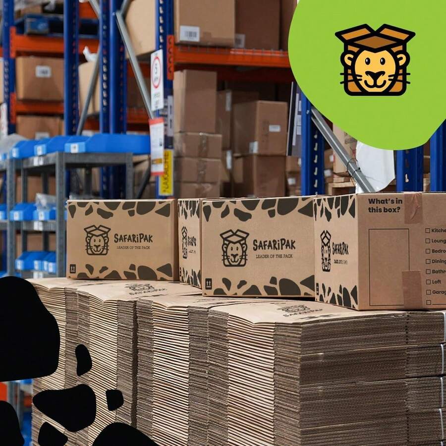 Strong Large Reusable Cardboard Storage Boxes 10 Pack 52cm X 30cm X 30cm With Carry Handles Room List Checkboxes 47L Capacity - Large Box - With Tape Gun - View 1