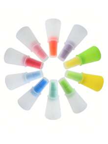 3pcs High Temperature Resistant, Silicone Oil Brush With Bottle, Kitchen Pancake Oil Brush, Barbecue Brush Without Shedding Hair - Multicolor - View 2