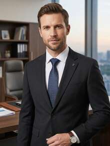 1条男士奢华藏蓝色纹理领带 - 藏蓝色 - 查看 5