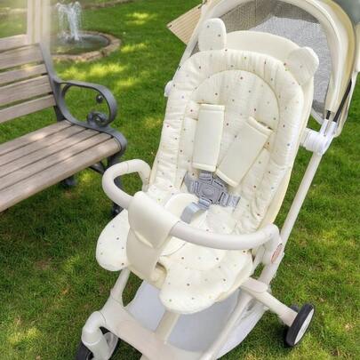 Yue Ye 1pc Baby Carriage Seat Pad With Cartoon Floral Print, Soft Comfortable Breathable Stroller Mat For Outdoor Activities And Home Use
