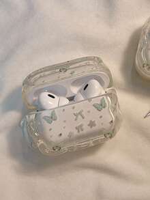 Hộp đựng tai nghe hình bướm bạc hà nhỏ xinh kèm phụ kiện treo hình bướm và ngôi sao, tương thích với hộp đựng tai nghe Apple 1/2/3/4/Pro/Pro2(ND)/Pro(3rd) - trắng - Xem 3