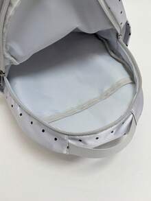 Mochila versátil y refinada para estudiantes con cordón y lunares, con vibra Y2K linda - Plateado - Ver 4