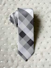 Men's Casual Dress Tie, Colorful Checkered, Slim Fit (5.5cm) - 白色 - 查看 3