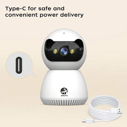 1296P室内家用安防摄像头，全彩夜视，双向通话，移动侦测，室内监控系统，适用于家庭监控，云/SD存储备份，App控制，含支架（不含存储卡）