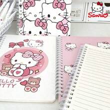 SANRIO 4本可爱粉色螺旋装订A5/A7笔记本，卡通便签本，日记本，账簿，学校办公用品，返校礼物 - 彩色 - 查看 4