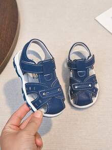 Boys' Hook And Loop Sandals, Soft Sole Non-Slip Beach Shoes, Easy On/Off, Summer New Arrival - Navy Blue - View 13
