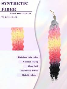 1-Pack 24 Inch Deep Wave Hair Extensions - Rainbow Colored Synthetic Extensions With Water Wave Pattern For Music Festival Carnival & Daily Glam Festival Hair Essential - Multicolor - View 4