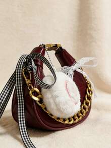 Túi đeo chéo Crescent dành cho nữ, túi xách mini kiểu Hobo, túi đeo vai đơn thanh lịch kiểu retro với dây xích kim loại, màu đỏ tía. - Màu Đỏ Sâu - Xem 6