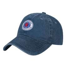 Rangers FC Logo  Vintage Baseball Cap, Washed Denim Adjustable Size, Casual Headwear | Denim Fabric Hat, Unisex Gifts - 藏蓝色 - 查看 2