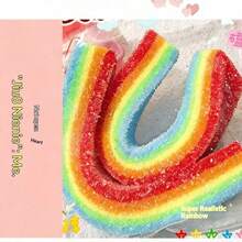 Rainbow Sour Strip Squishy Toy, Silicone, Soft Slow Rebound, Birthday Party New Year Gift - Multicolor - View 8