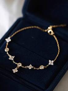 1pc S925 Sterling Silver Four-Leaf Clover Anklet, Woodland Chic Style, Designed For Sweet And Artistic Girls, Adjustable Clasp, Perfect Gift For Bestie Or Birthday - Four-leaf Clover - View 7
