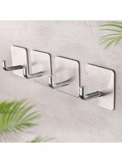 Bộ 4 móc dán tường phòng tắm, móc treo áo choàng và khăn tắm chắc chắn, móc treo chìa khóa gắn tường, móc treo phụ kiện phòng tắm và nhà bếp, móc treo đồ dùng phòng tắm chống gỉ, móc treo đồ nhỏ không cần khoan.