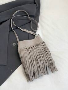 1pc Autumn/Winter Retro Bohemian Style Tassel Square Handbag, Casual Minimalist, Can Be Worn As Shoulder Or Crossbody Bag, Versatile Style Suitable For Leisure, Travel And Party - Tassel Crossbody Bag 4 - View 6