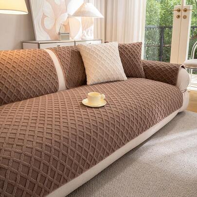 1 vỏ đệm sofa dày dặn, họa tiết kẻ caro, chất liệu Sherpa, chống trượt, bền, có thể giặt máy, thân thiện với thú cưng, phù hợp với sofa 2/3/4 chỗ ngồi và sofa góc, tạo không gian ấm cúng và thoải mái cho ngôi nhà.