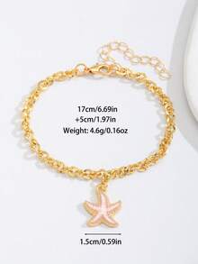 1 pieza Pulsera decorativa con estrella de mar de colores alegres para niñas, accesorio de joyería para uso diario, regalo ideal para vacaciones en la playa - Multicolor - Ver 5