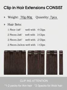 Tóc nối kẹp SUYYA 14 inch làm từ tóc thật Remy tự nhiên, màu nâu đậm, thẳng mượt, dành cho nữ. - S2 - Xem 5