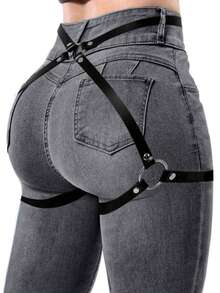 1 pieza Correa negra de cuero sexy para levantar el trasero, elegante y encantadora, que muestra el encanto femenino - Negro - Ver 1