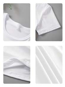 Áo thun nữ cỡ lớn dáng rộng, cổ tròn, tay ngắn, in hình cà chua và trái cây hoạt hình (Kiểu dáng xuân hè, màu trắng, đơn giản và thời trang) - trắng - Xem 6