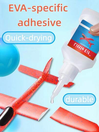 EVA专用胶水 | 强力粘合，持久耐用 | 适用于EVA模型、拖鞋、潜水鞋、瑜伽垫、泡沫地垫、工艺品、玩具、游泳脚蹼、浮板、密封条和防滑垫 | 可修复破损的拖鞋、开裂的垫子和模型组装 | EVA产品通用修补胶 | 配有滴管，方便精准涂抹