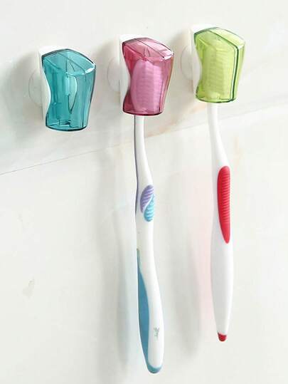 1pc/2pcs/4pcs Wall-Mounted Suction Cup Toothbrush Cover, Electric Toothbrush Dust-Proof Protector, Openable Toothbrush Storage Case, Suitable For Bathroom And Home