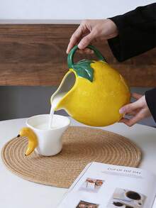1 pieza Jarrón de cerámica con diseño de limón, adecuado para decoración del hogar, arreglos florales en la sala de estar, exhibición de flores secas, decoración del pasillo, decoración de la chimenea, decoración de restaurantes, también se puede usar como regalo - multicolor - Ver 7