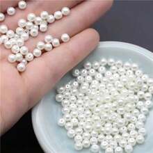 100pcs Acrylic Round Off White Beads With Holes, 8mm/0.315in 10mm/0.394in 12mm/0.472in, Suitable For DIY Jewelry Making, Bracelets, Necklaces And Craft Decoration, Jewelry Making Beads - White - View 9