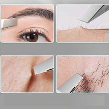 2件套不锈钢眉镊和睫毛夹套装，高精度化妆工具，用于修眉、卷翘睫毛和脱毛 - 彩色 - 查看 6