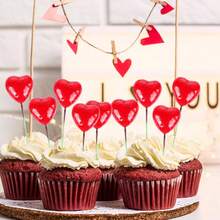 10pcs Red Heart Cake Decorations, Cake Toppers - A - View 4