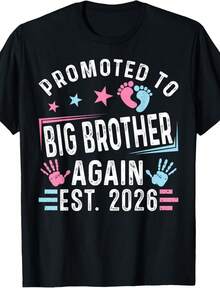 Promoted To Big Brother Again Est. 2026 Vintage Big Brother T-Shirt - Black - View 1