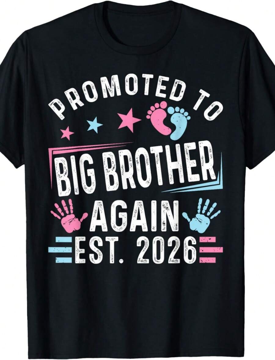 Promoted To Big Brother Again Est. 2026 Vintage Big Brother T-Shirt - Black - View 1