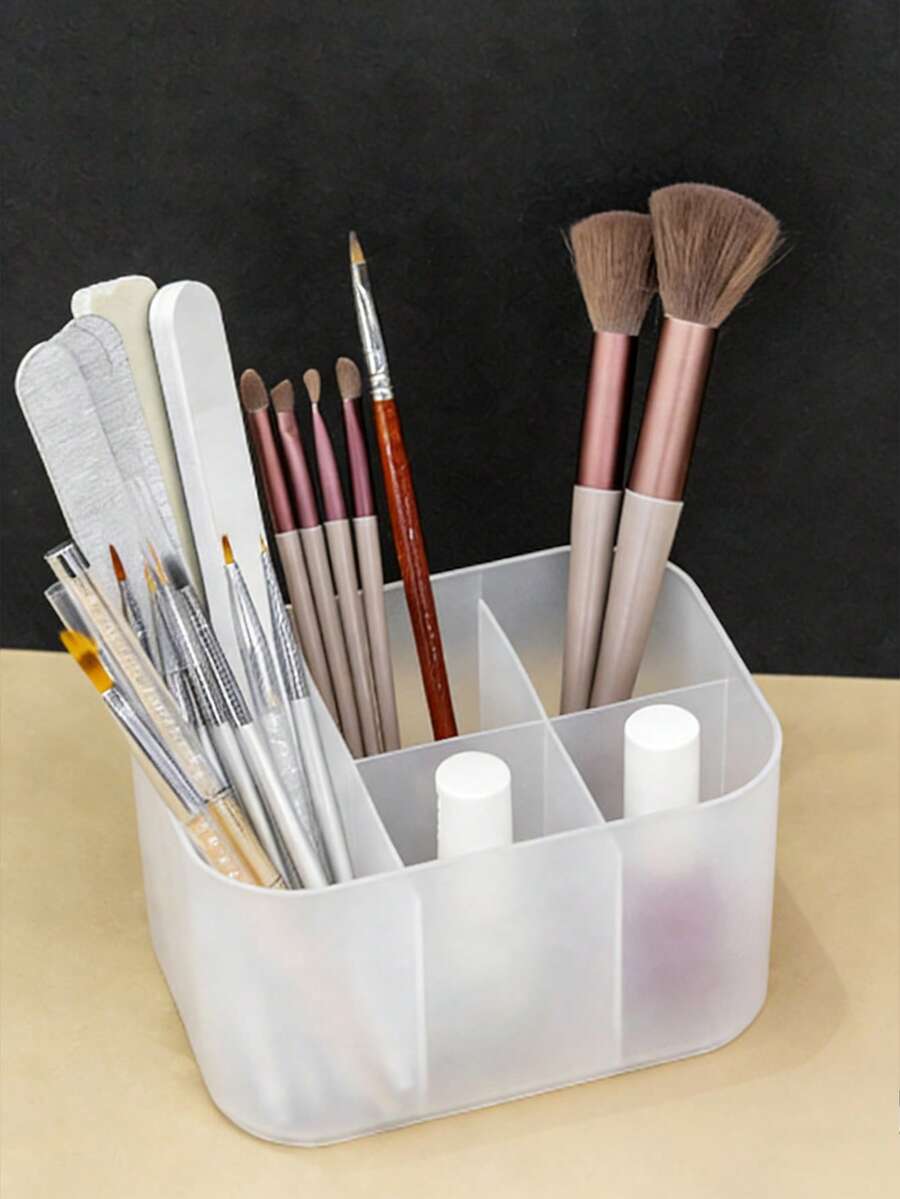 6-Grid Manicure Tool Box & Nail Art Brush Organizer, Desktop Storage Case For Nail Tools & Makeup Accessories, Suitable For Salon & Home Use - Multicolor - View 1