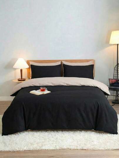 Solid Color Cotton Duvet Cover Set – 70% Cotton, Made In Turkey