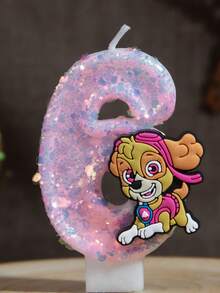 1件裝 Paw Patrol 0-9 數字蠟燭 粉藍色生日蛋糕裝飾用品 可愛動漫狗狗造型派對配件用品 - 卡通 - 查看 22