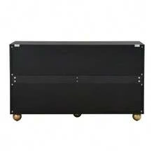 Sideboard With Four Molded Doors, Adjustable Interior Shelves, Metal Handles And Ball-Shaped Legs. - Hitam - View 11