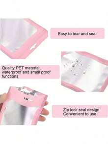 10pcs Pink Gift Packaging Bags, Transparent Display Bags Suitable For Jewelry Accessories, Reusable Zipper Bags Suitable For Cables, Cosmetics And Holographic Packaging - A - View 6