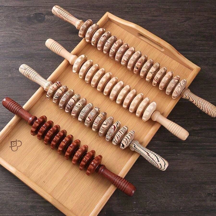 Wooden Handheld Roller Trigger Point Massage Stick, Fascia Massage Stick, Full Body Workout Tool: Body Therapy Massager, Muscle Abdominal Relief Tool, Muscle Roller Stick, Fascia Stick, Cellulite Massage Tool, Massage Stick, Leg Cellulite Remover